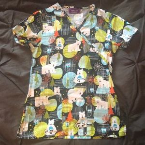 Winter Print Scrub Top